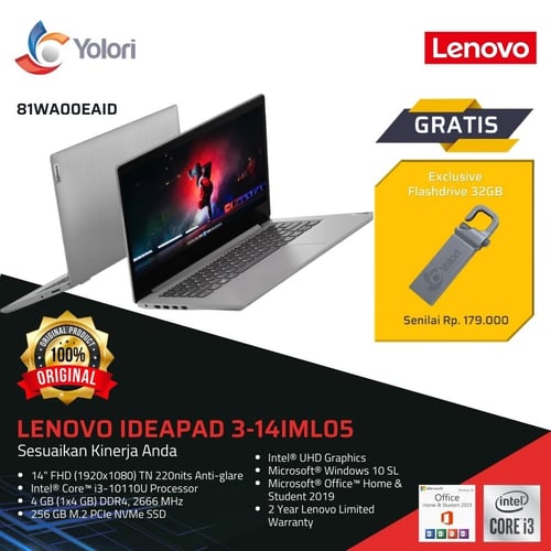 Yolori Official Jual Lenovo Ideapad Slim 3 14IML05 I3 10110U 4GB