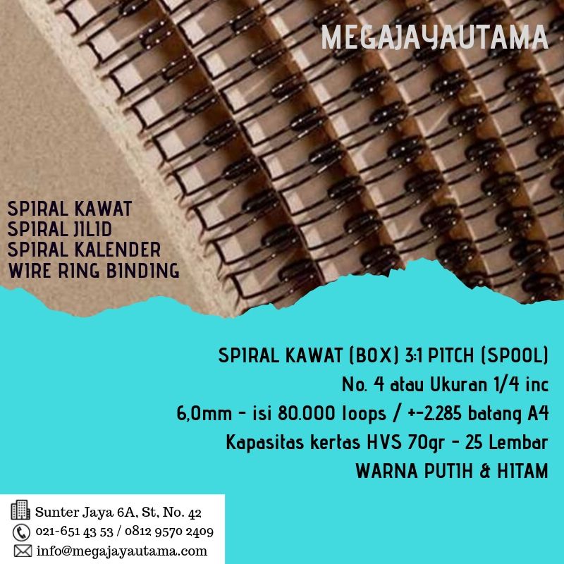 Jual Spiral Kawat Spiral Jilid Wire Ring Binding 3 1 Pitch Spool 1 4 Inc Isi 6 0mm Isi 80 000 Loops 2 285 Batang Harga Murah Ralali Com Harga Grosir 22 Ralali Com