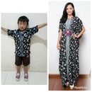Couple Gamis Ismi Longdress Kaftan Jumbo Wanita Dan Kemeja Batik Anak