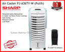 Sharp Air Cooler PJ-A36TY-W - Putih, 4 Ice Pack