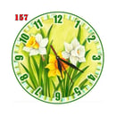 Natural # 157 Jam Dinding Nuansa Hijau Hiasan Interior Motif Bunga - Multi colour