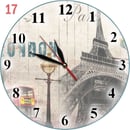 Natural # 17 Jam Dinding MDF Perlengkapan Rumah Dekorasi Ruang Motif Menara Eiffel Paris - Multi colour