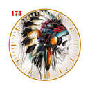 Natural # 175 Jam Dinding Keren Motif Tengkorak Topi Indian War Bonnet Bahan MDF - Multi colour