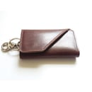 dompet stnk kulit asli sapi warna coklat tua model lipat tiga (gantungan kunci mobil)