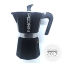 Pedrini Aroma Enamel Coffee/Teko Kopi/Moka Pot Alumunium 6 Cup Black