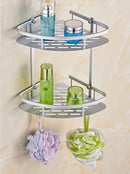 Rak Sudut Dinding toilet Aluminium 2 Susun P389