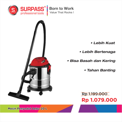 SURPASS Penyedot Debu Basah Kering 20L Wet & Dry Vacuum Cleaner 20L