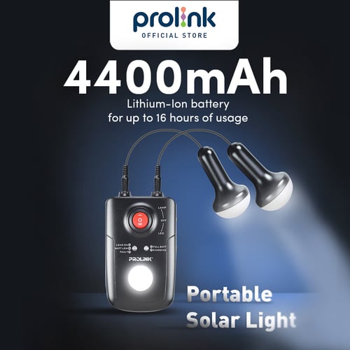 PROLINK PPS80M Portable Solar Light With 2 LED bulbs 4 m Cables
