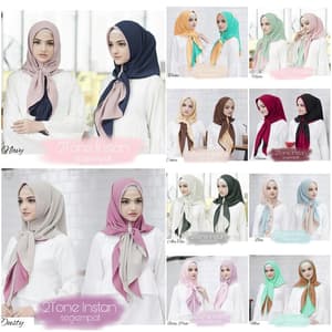 HIJAB SEGIEMPAT INSTAN 2TONE