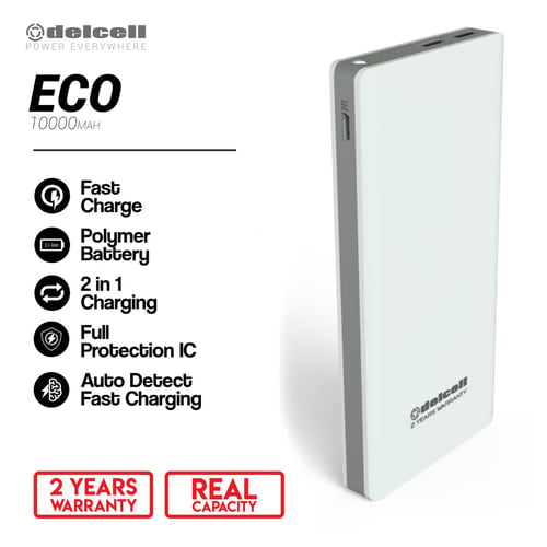 DELCELL ECO Powerbank 10000mAh White Real Capacity