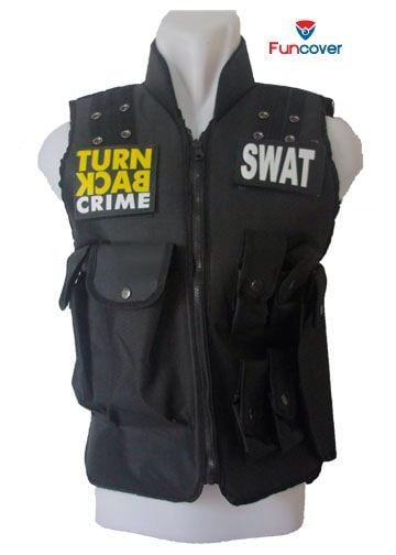 CUSTOM Rompi / Vest / Body Protector SWAT Turn Back Crime Hitam