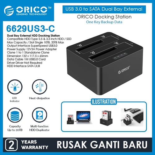 ORICO 6629US3-C USB 3.0 to SATA Dual Bay External HDD Docking Station