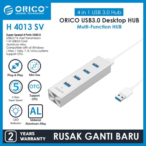 ORICO H4013-U3 Alumium 4 Ports USB3.0 HUB - Silver