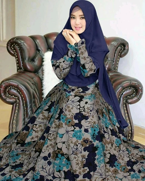 Gamis Bonus  Hijab Jilbab Pashmina Gamis Maxy Lyra Virna Motif All Size