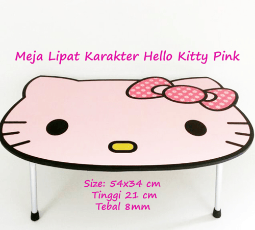 Meja Lipat Karakter Hello Kitty Pink (Bahan Multipleks bukan Particle Board)