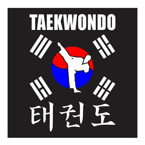 Taekwondo, Side Kick With Korean Flag, Cutting Sticker