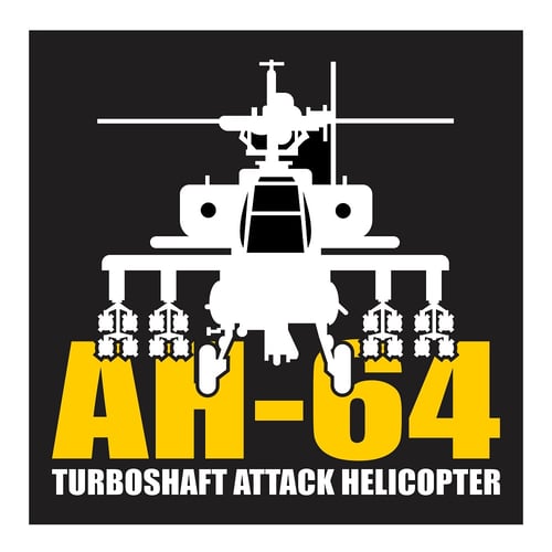 AH-64 Apache Turboshaft Attack Helicopter, Cutting Sticker