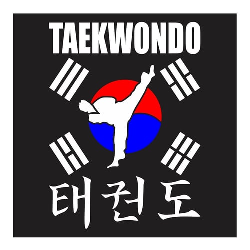 Taekwondo, High Turning Back Kick With Korean Flag, Cutting Sticker