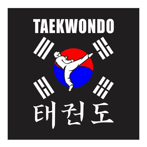 Taekwondo, Round House Kick With Korean Flag, Cutting Sticker