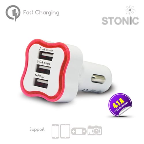 STONIC Charger Mobil Dengan 3 Port Output 4.1A