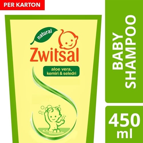 Zwitsal Baby Shampoo Natural Avks Refill Pouch 450ml 1 Karton