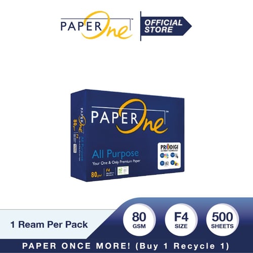 PaperOne Kertas F4 80gr All Purpose 1 Rim (500 lembar) Kertas HVS F4 Kertas Fotocopy