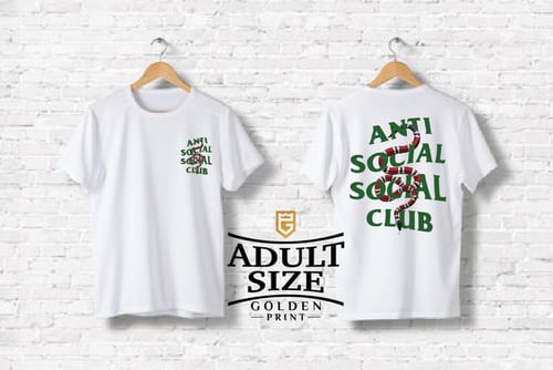 Kaos Anti social social club x gucci branded tshirt size dewasa