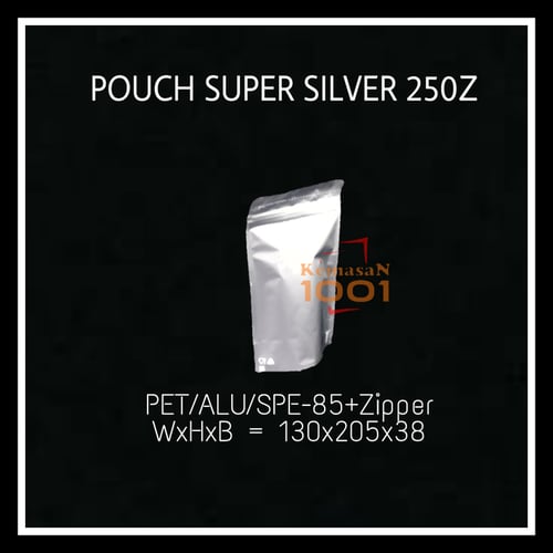 Standing Pouch Alufoil Silver 250+Zipper