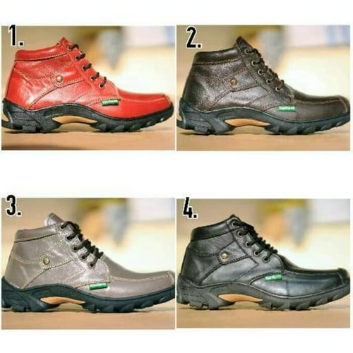 Sepatu Boot formal pria Kickers style kulit asli 4 varian