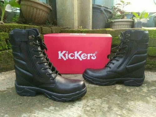 SEPATU BOOT PDL KICKERS DELTA SAFETY RESLETING KULIT ASLI SAPI HITAM