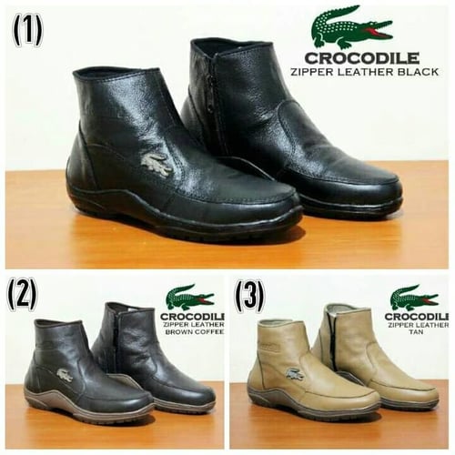 SEPATU CROCODILE BOOT ZIPPER KULIT ASLI SAPI 3 VARIAN WARNA