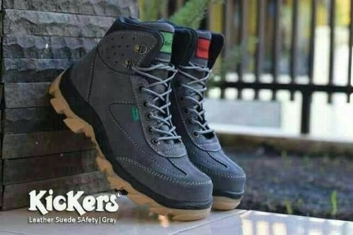 Sepatu kerja kickers safety pro kulit asli ujung besi