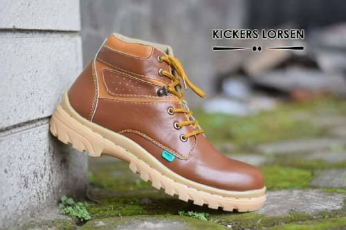 Sepatu kerja kulit safety boot kickers rosel tan