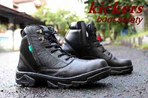 SEPATU KERJA PRIA KICKERS SAFETY BOOTS PDL LOW KULIT ASLI ZIPPER