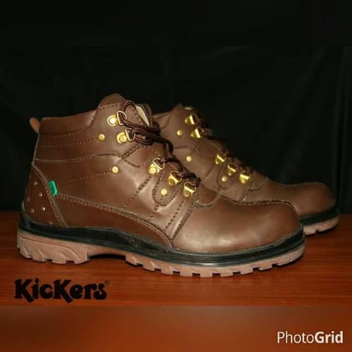 Sepatu kerja safety boot kickers knox brown ujung besi