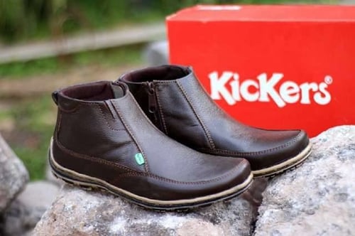 SEPATU KICKERS BOOTS FORMAL ZIPPER KULIT ASLI 2 WARNA