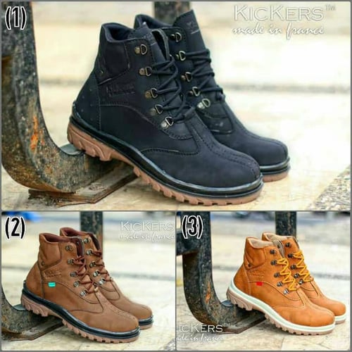 SEPATU KICKERS SAFETY BOOT KERJA PRIA UJUNG BESI FREE KAOS KAKI