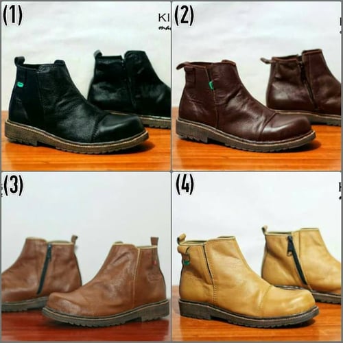 SEPATU KICKERS SAFETY BOOT KULIT ASLI ZIPPER 4 VARIAN UJUNG BESI