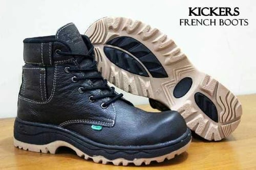 Sepatu Kickers safety boot kulit asli sapi ujung besi