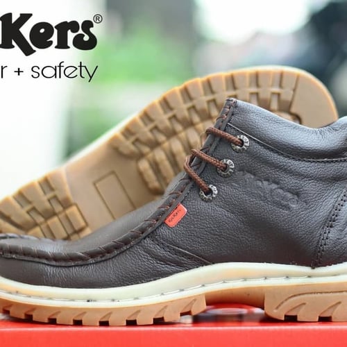 Sepatu Kulit asli Kickers safety boots Mj Steel toe Free kaos kaki