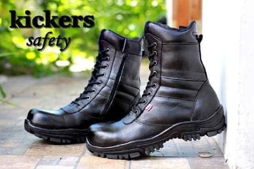 SEPATU PDL KICKERS DELTA SAFETY BOOTS KULIT ASLI UJUNG BESI RESLETING