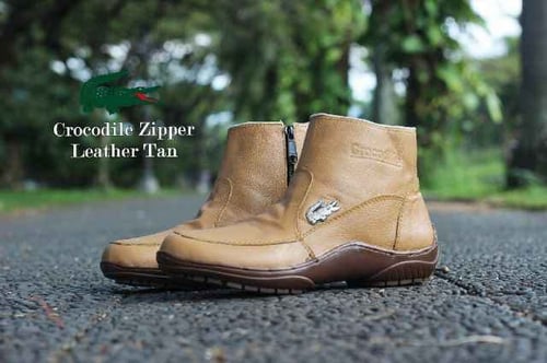 SEPATU PRIA CROCODILE BOOTS ZIPPER 3 VARIAN KULIT ASLI \FREE KAOS KAKI