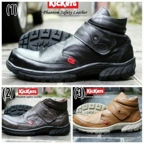 SEPATU PRIA KICKERS SAFETY BOOT PHANTOM KULIT ASLI UJUNG BESI