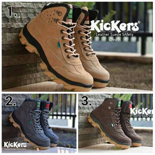 Sepatu safety boot kulit asli Kickers tactical ujung besi 3 warna