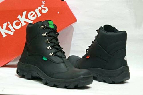 Sepatu safety boot pria Kickers RL full black tracking steel toe
