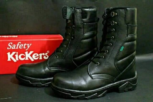 SEPATU TNI POLRI KICKERS PDL SAFETY BOOT ZIPPER KULIT ASLI SAPI