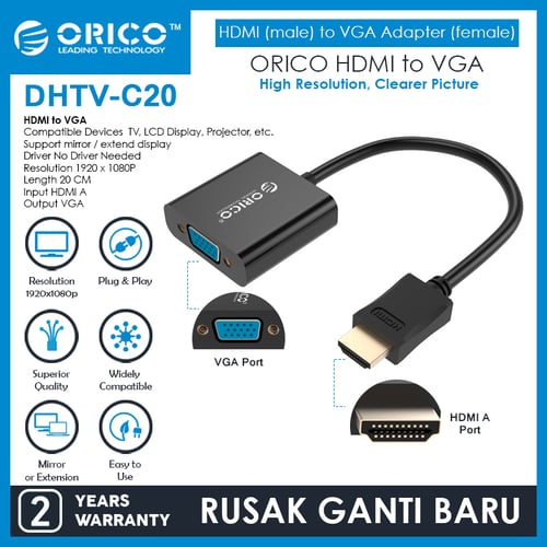 ORICO DHTV-C20 ( HDMI A to VGA Adapter ) Hitam