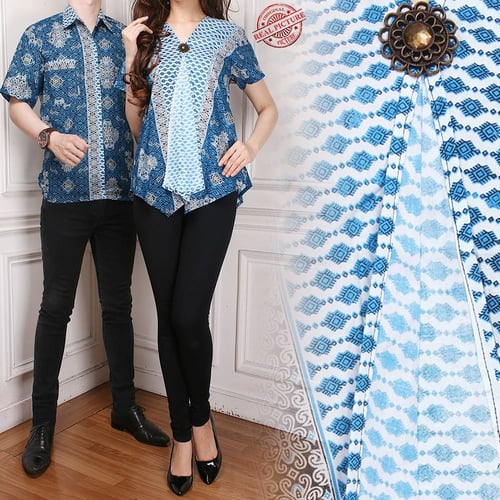 Couple Batik Atasan Blouse Selyn dan Kemeja Batik Pria