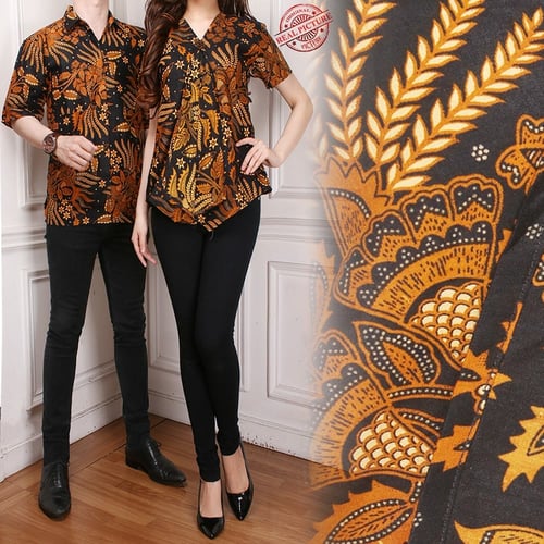 Couple Batik Atasan Blouse Shabita dan Kemeja Batik Pria