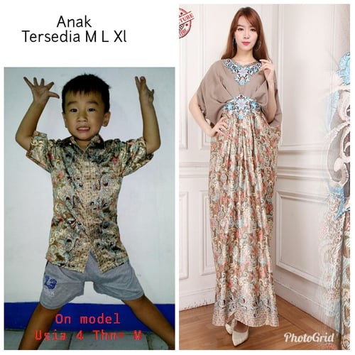 Couple Dress Maxi Jumbo Athiyah dan Kemeja Batik Anak